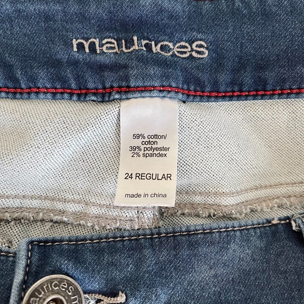 Maurices Women Blue Denim Straight Leg Hi Rise Stretch Jeans Plus Size 24 Reg - Picture 3 of 3